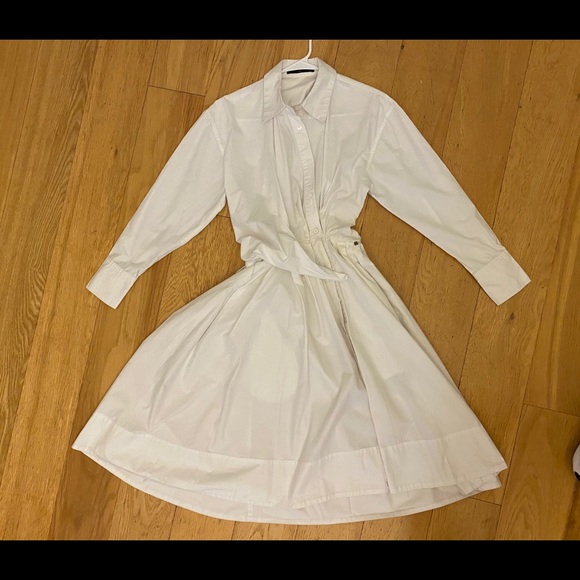 Small Cotton White Button Shirt Dress Swing Collar - Picture 3 of 11